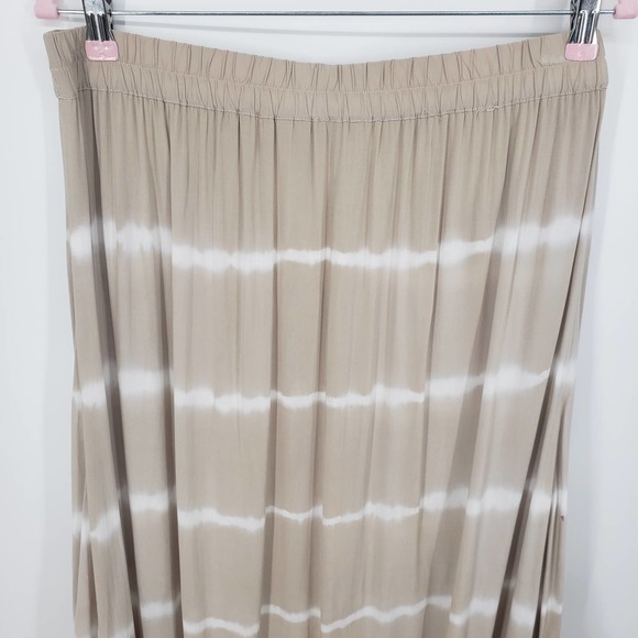 Soft Surroundings High Low Skirt M Winward Tie Dye Tiered Ruffle Maxi Tan White - Picture 10 of 11